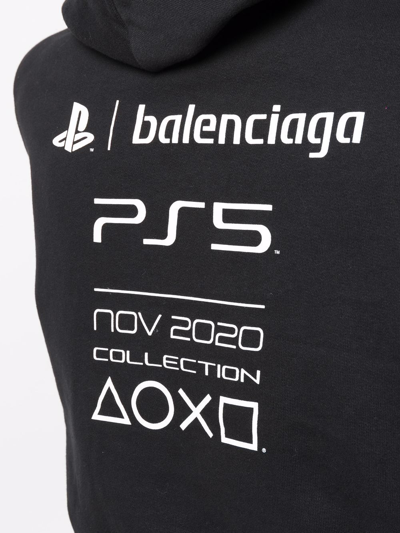 Shop Balenciaga X Playstation Printed Hoodie In Black