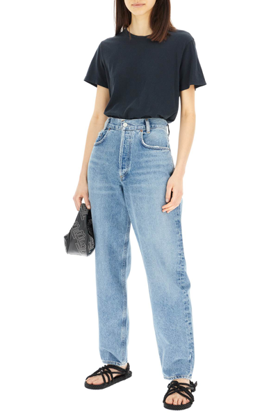 Agolde Ribbed Neck T-shirt In Black