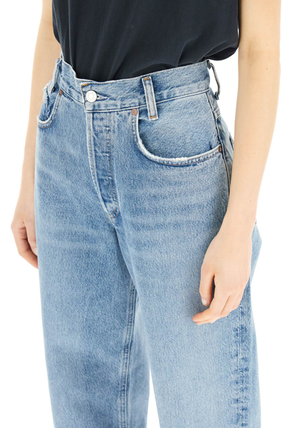 Shop Agolde High-waisted Baggy Jeans In Light Blue