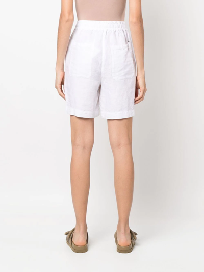 Shop Tommy Hilfiger Drawstring-waist Linen Shorts In White