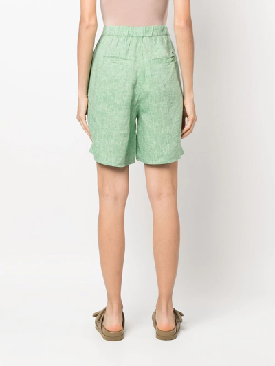 Shop Tommy Hilfiger Drawstring-waist Linen Shorts In Green