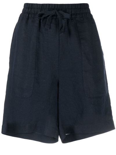 Shop Tommy Hilfiger Drawstring-waist Linen Shorts In Blue