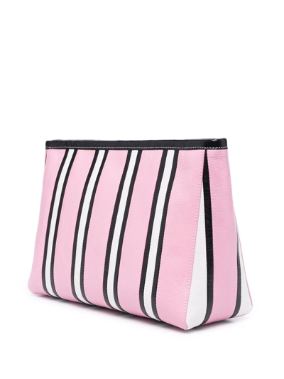 Shop Balenciaga Barbes Striped Clutch Bag In Pink