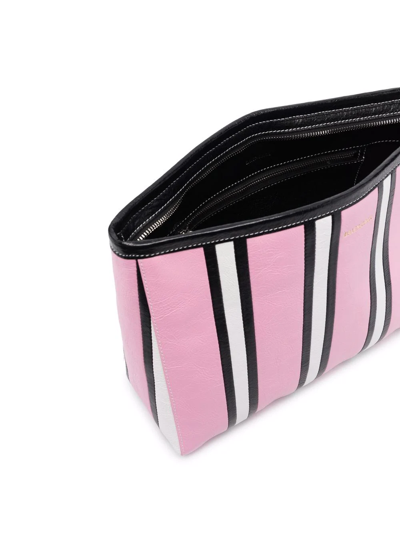 Shop Balenciaga Barbes Striped Clutch Bag In Pink