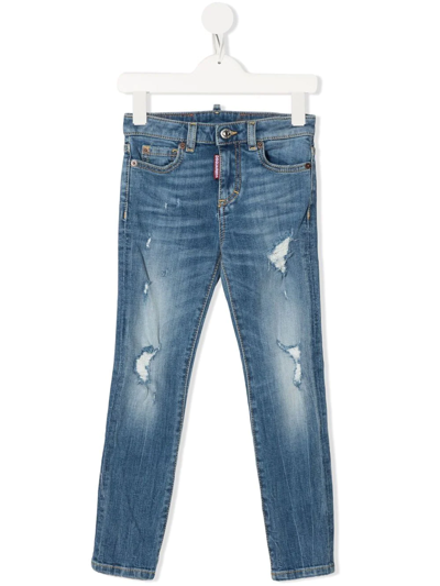 Dsquared2 Kids' Distrssed Skinny Jeans In Blue | ModeSens