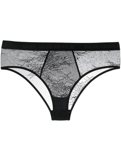 Karl Lagerfeld Lace Low-rise Briefs In Black