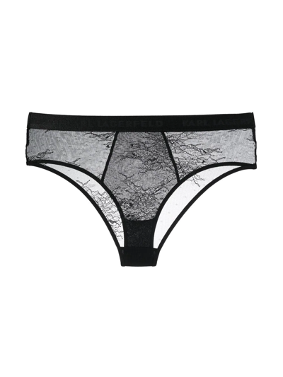 Karl Lagerfeld Lace Low-rise Briefs In Black