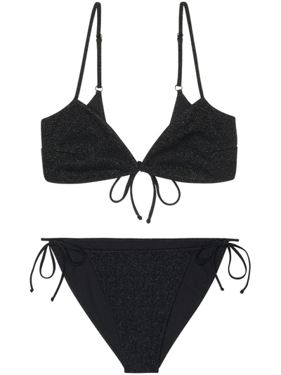 Shop Balenciaga Minimal Tie-fastened Bikini In Black