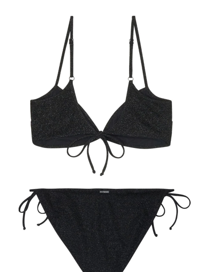 Shop Balenciaga Minimal Tie-fastened Bikini In Black