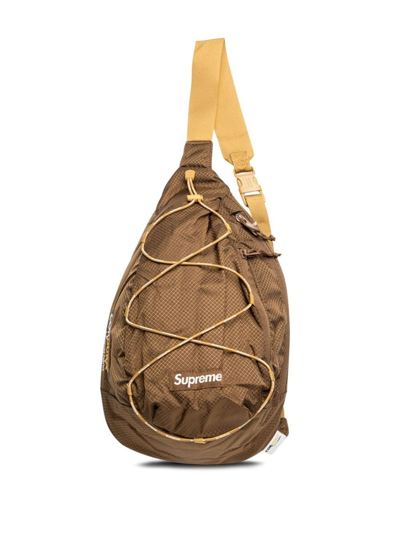 Supreme Logo-patch Sling Bag In Brown