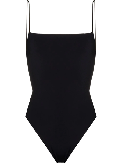 Shop St Agni X Ziah Fine Strap Low-back Swimsuit In Black