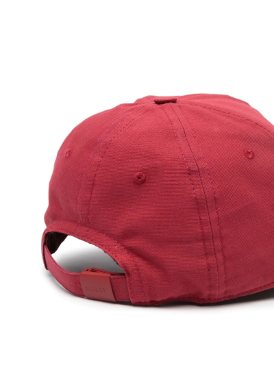 Shop Bally Embroidered-logo Baseball Cap In Red