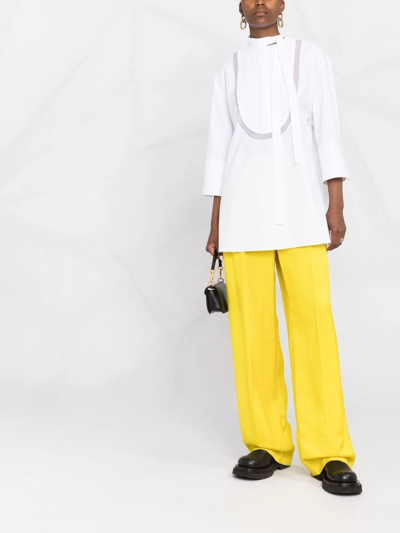 Valentino Side Neck Tie Fastening Blouse In White
