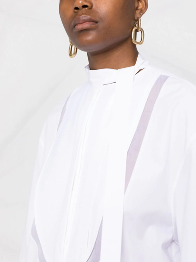 Valentino Side Neck Tie Fastening Blouse In White