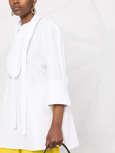 Valentino Side Neck Tie Fastening Blouse In White