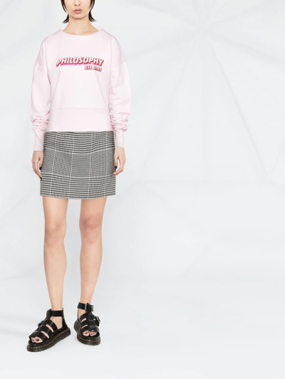 Shop Philosophy Di Lorenzo Serafini Logo-print Cotton Sweatshirt In Pink