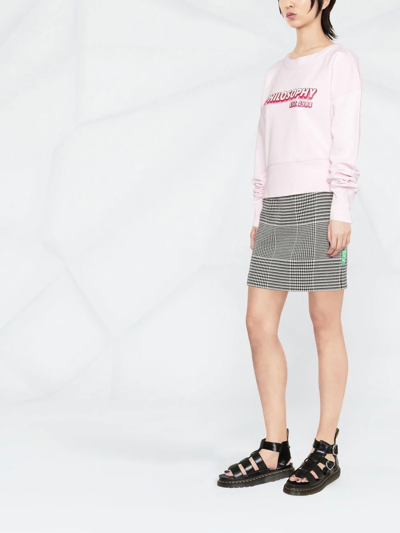 Shop Philosophy Di Lorenzo Serafini Logo-print Cotton Sweatshirt In Pink