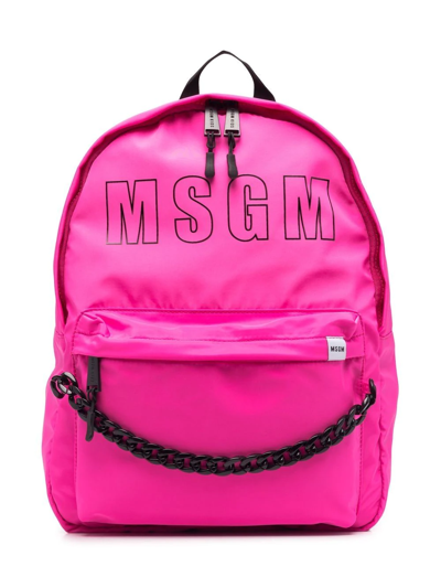 Msgm Logo-print Detail Backpack In Pink