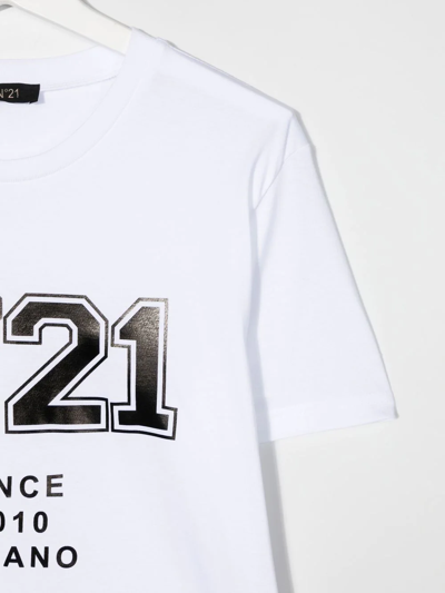 Shop N°21 Teen Logo-print Round-neck T-shirt In White