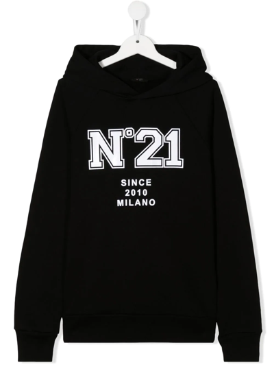 Shop N°21 Teen Logo-print Hoodie In Black