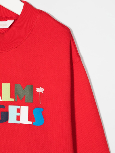 Shop Palm Angels Logo-print Cotton Sweatshirt In Red