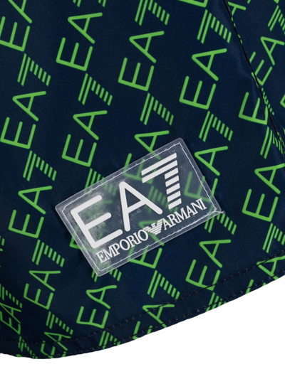 Shop Ea7 Logo-print Boxer Shorts In Blue