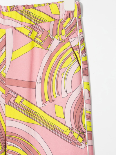 Shop Emilio Pucci Junior Graphic-print Casual Trousers In Pink