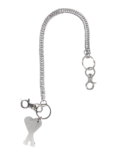 Shop Ami Alexandre Mattiussi Logo De Coeur Keychain Chain In Nero