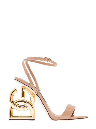 Shop Dolce & Gabbana Womans Keira Powder Pink Leather Sandals In Beige