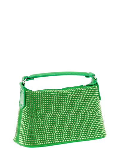 Shop Liu •jo Liu Jo Leonie Hanne Womans Hobo Mini Green Leather Shoulder Bag With Strass