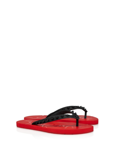 Shop Christian Louboutin Flip Flop With Studs In Black Loubi