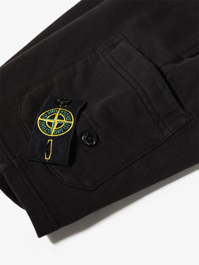 Shop Stone Island Junior Compass-logo Cotton Track Shorts In Black