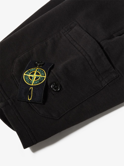 Stone Island Black Cotton Bermuda Shorts With Logo In Black
