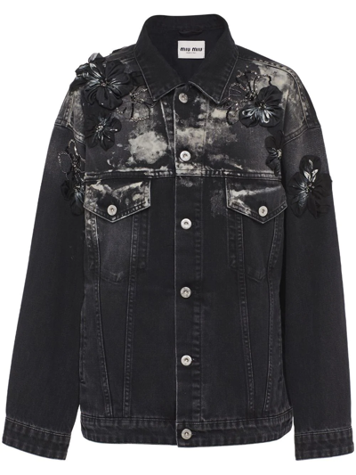 ジャケット・アウター 2015AW miumiu floral denim jacket 2015AW miumiu floral denim jacket Denim jacket with decoration MIU