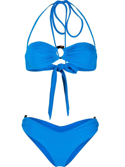 Shop Giuseppe Di Morabito Woman Light Blue Bikini With Rings In Electic Blue