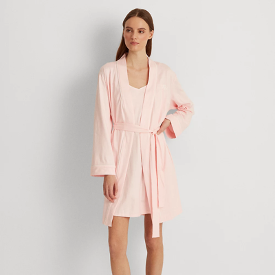 Shop Lauren Ralph Lauren Knit Robe & Chemise Set In Pink