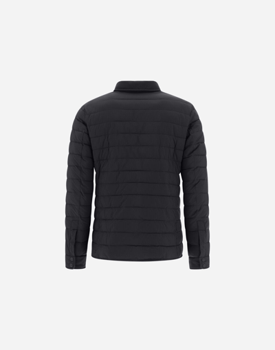 Herno Piumino Denim Jacket In Nylon Trapuntato In Navy Blue
