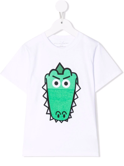 Stella Mccartney Funny Crocodile Face-print T-shirt In White
