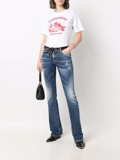 Dsquared2 Blue Low Rise Flared Jeans In Blue
