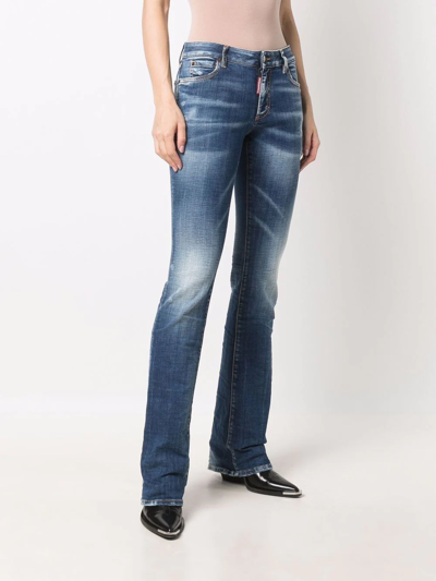 Dsquared2 Blue Low Rise Flared Jeans In Blue