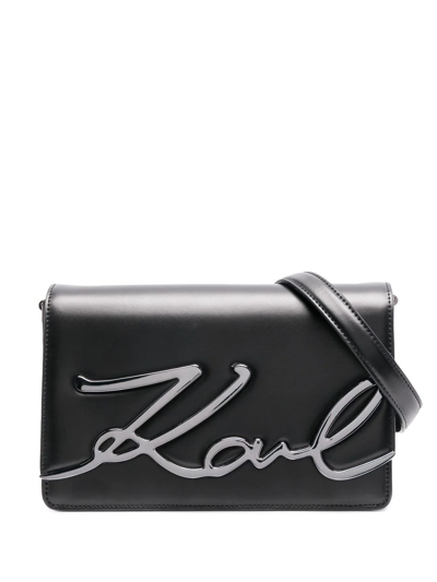 Shop Karl Lagerfeld K/signature Crossbody Bag In Black