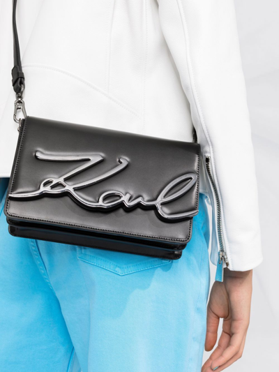 Shop Karl Lagerfeld K/signature Crossbody Bag In Black