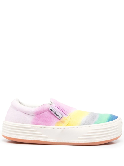 Shop Palm Angels Gradient-pattern Canvas Slip-on Trainers In Pink