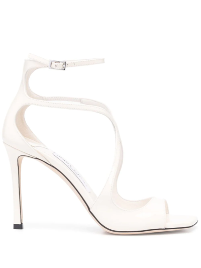 Jimmy Choo Azia Sandals In Milk White Patent Leather In White