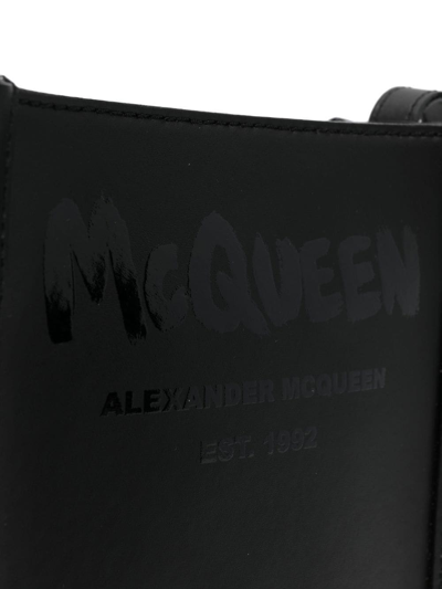 Shop Alexander Mcqueen Graffiti Edge Logo-print Shoulder Bag In Black
