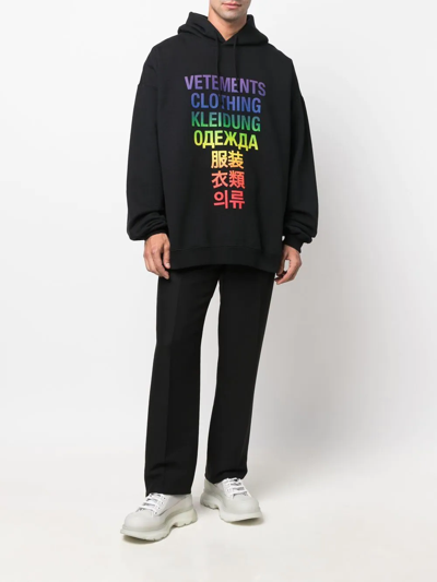 Shop Vetements Rainbow Logo-print Hoodie In Black