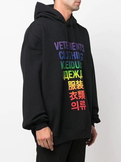 Shop Vetements Rainbow Logo-print Hoodie In Black