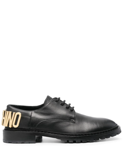 Shop Moschino Logo-plaque Lace-up Shoes In Black