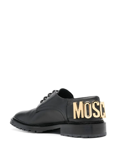 Shop Moschino Logo-plaque Lace-up Shoes In Black
