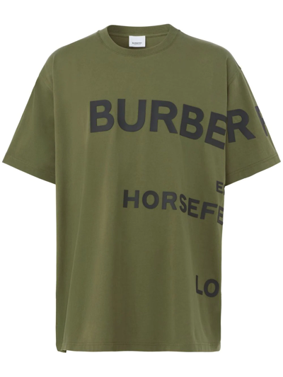 Shop Burberry Horseferry Print Oversized T-shirt In Green